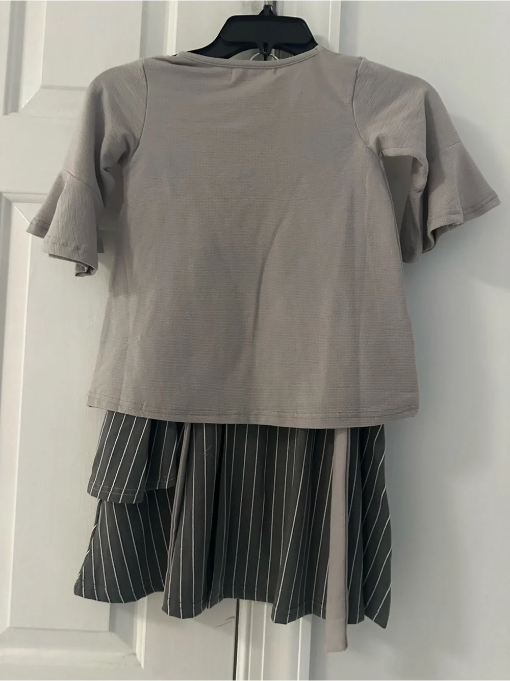 Neutral Gray Girls Two-Piece Casual Set by